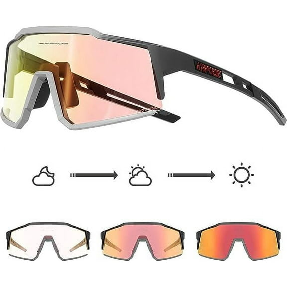 KAPVOE Photochromic Cycling Sunglasses with TR90 Sports Sunglasses Women Men Running Clear MTB Bike Bicycle Accessories