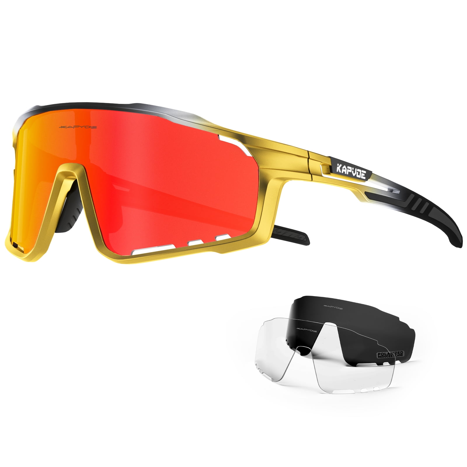 KAPVOE Polarized Cycling Glasses For Men Women Mountain Bike Glasses MTB Riding  Glasses TR90 Sport Sunglasses 