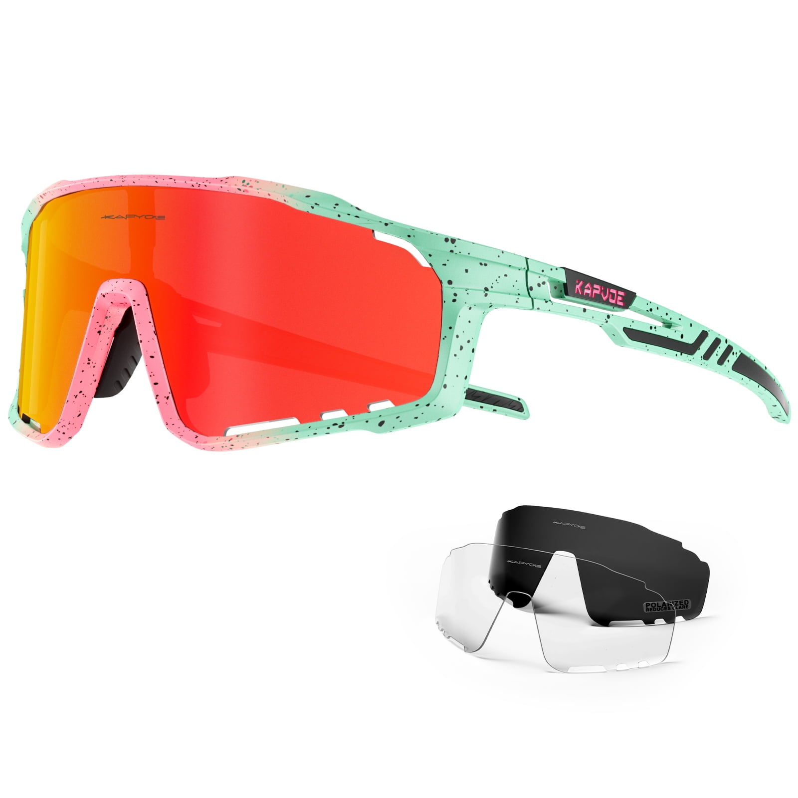 KAPVOE Polarized Cycling Glasses for Men Women Mountain Bike Glasses MTB Riding Glasses TR90 Sport Sunglasses, adult Unisex, Size: One size, Black