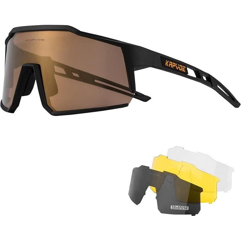 KAPVOE Polarized Cycling Glasses with 4 Interchangeable Lenses TR90 Sports  Sunglasses Women Men Running MTB Bike