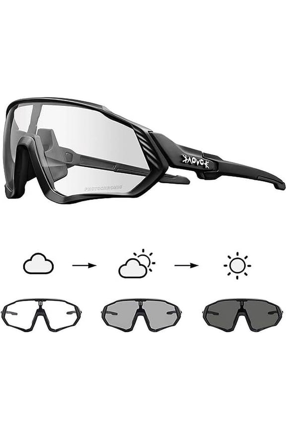 , UV Protection Durable Unisex Cycling Sunglasses, Photochromic, Dark Gray