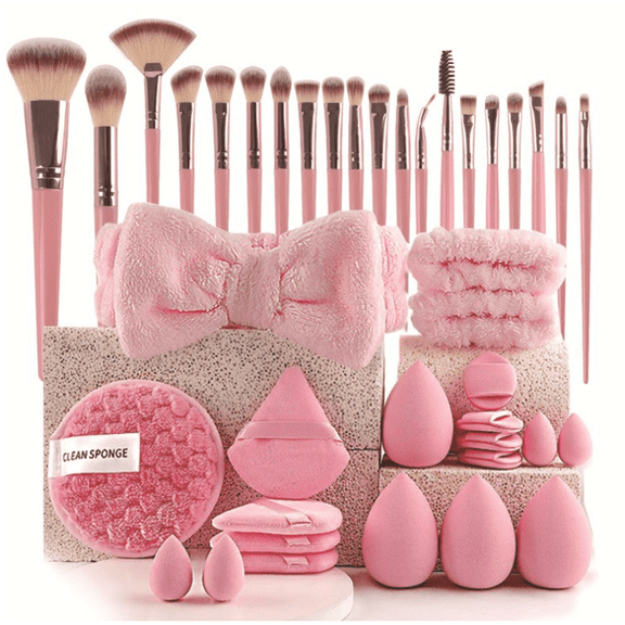 KAQ 40Pcs Pink Makeup Brushes Set Professional Makeup Kit Multi-functional Makeup Tool Set with Case Facial Makeup Accessories, Foundation Makeup Brush Kit Eye and Face Make up Brushes & Tools