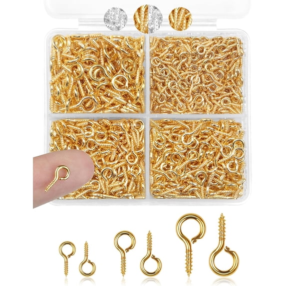 KAQ 430pcs Small Screw Pins for Jewelry Making & DIY Crafts, Mini Eyelet Screws for Art Projects & Bead Charms, Tiny Hooks & Eyes for Crafts (Gold & Silver, 3 Sizes)
171