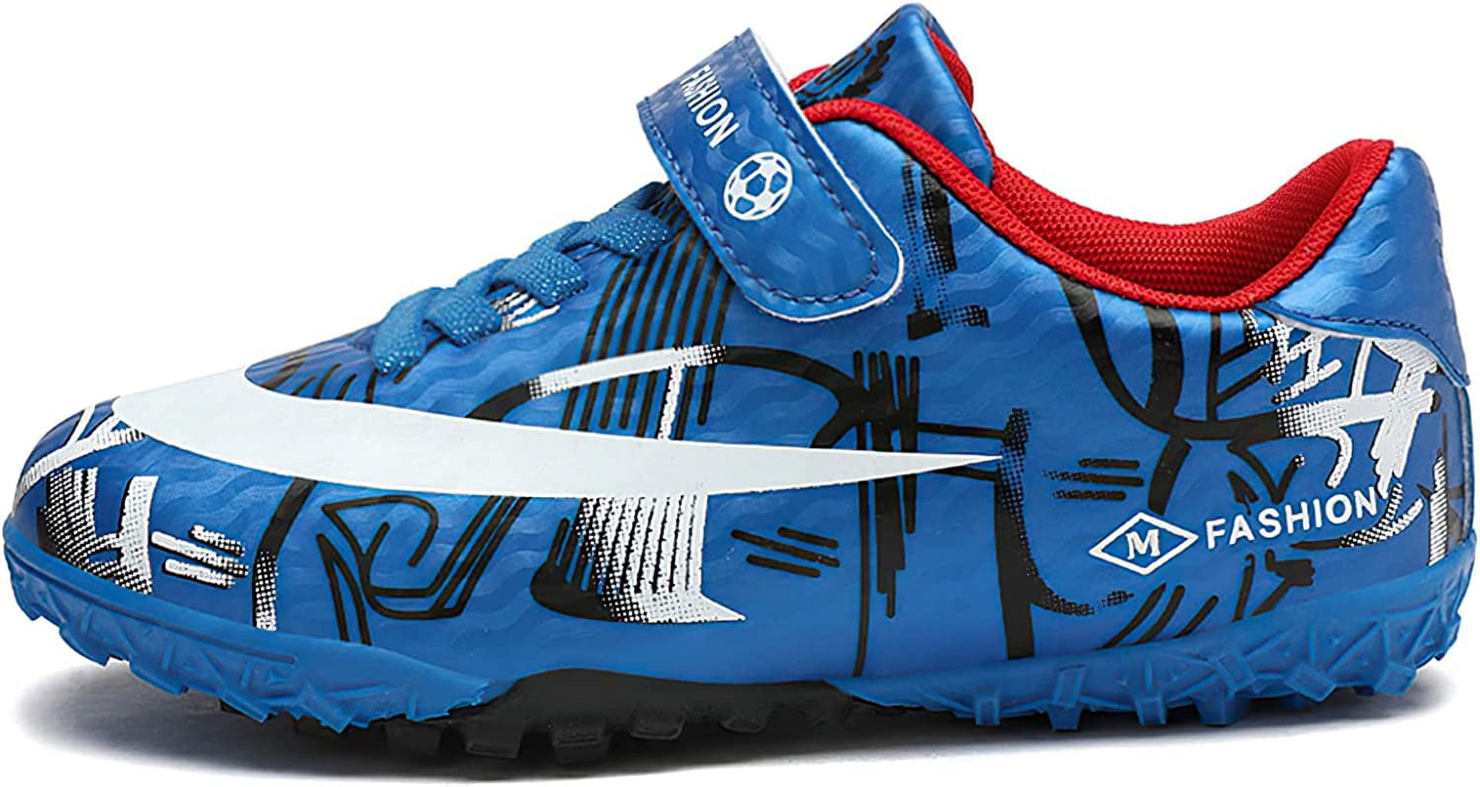 KAQ Children's Youth Soccer Shoes Lawn Soccer Shoes School Performance Futsal Sneakers Boys and Girls Firm Ground Soccer Shoes Cleats Professional Sports Outdoor (Little Children/Big Kids)