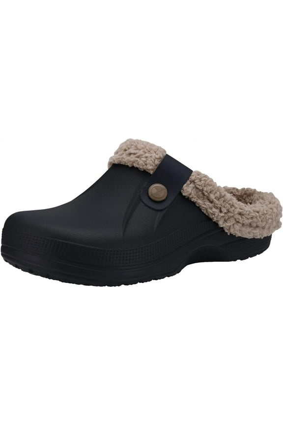 Classic Fur Lined Clogs Waterproof Winter Fuzzy Slippers for Women Men Indoor and Outdoor