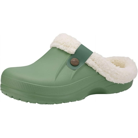 KAQ Classic Fur Lined Clogs Waterproof Winter Fuzzy Slippers for Women Men Indoor and Outdoor