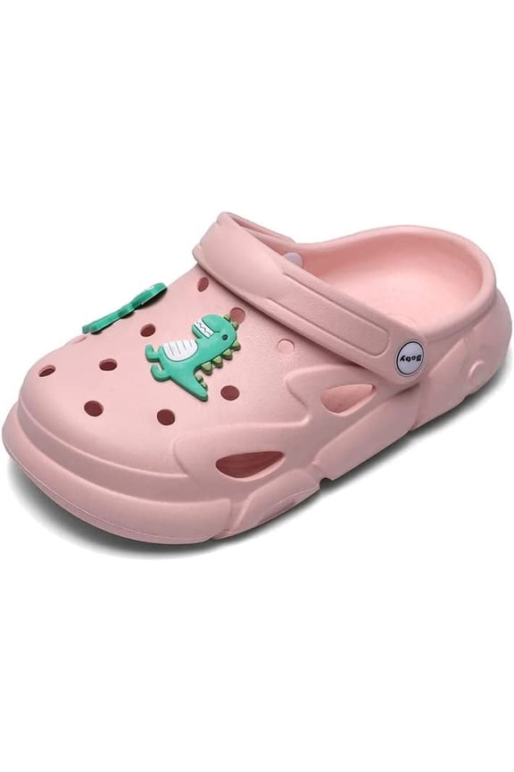 Kids Classic Clogs for Boys and Girls, Non-Slip Slides Sandals with Cartoon Dinosaur Charms, Toddler Slip on Water Shoe, Beach Children Slipper Outdoor Sandals