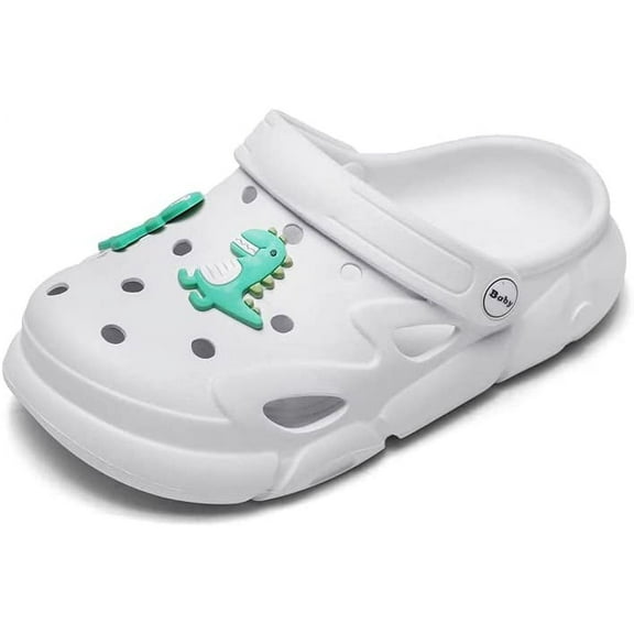 KAQ Kids Classic Clogs for Boys and Girls, Non-Slip Slides Sandals with Cartoon Dinosaur Charms, Toddler Slip on Water Shoe, Beach Children Slipper Outdoor Sandals