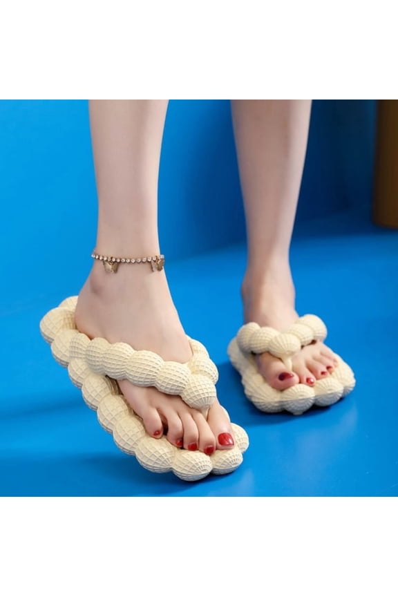 Massage Bubble Slides Flip Flops for Women Men, Golf Ball Bubble Cloud Thong Sandals, Funny Lychee Bubble Slippers, Beach Bedroom Shower Peanut Slides