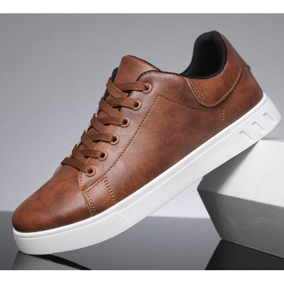 KAQ Men's Shoes Leather Casual Shoes for Men Fashion Sneakers Casual Dress Shoes