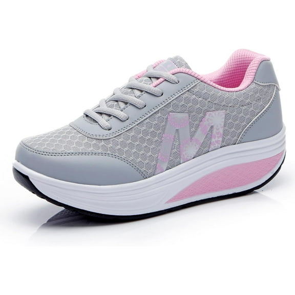 KAQ Platform Wedge Sneakers for Women - Slip-On & Lace-Up Styles, 2-Inch Rocker Bottom | Comfortable for Walking & Casual Use