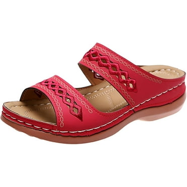 KAQ Sandals for Women Wedge Shoes Slip On Wide Width Sandals for Women Orthopedic Sandals for Women Arch Support Slides Sandals Comfortable Lightweig