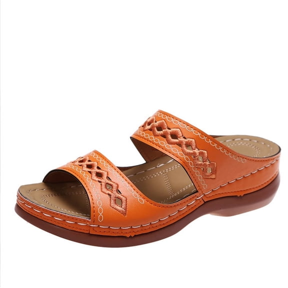 KAQ Sandals for Women Wedge Shoes Slip On Wide Width Sandals for Women Orthopedic Sandals for Women Arch Support Slides Sandals Comfortable Lightweig