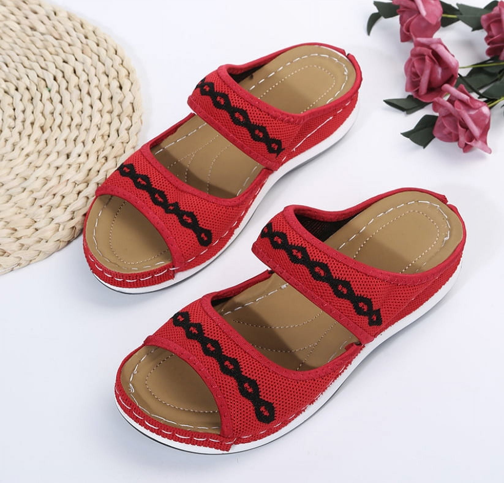 KAQ Sandals for Women Wedge Shoes Slip On Wide Width Sandals for Women ...