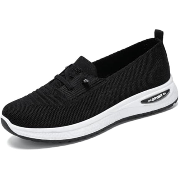 KAQ Sneakers Women Breathable Mesh Knitted Woven Low Top Walking Shoes Lightweight Wide Width Soft Sole Shoes