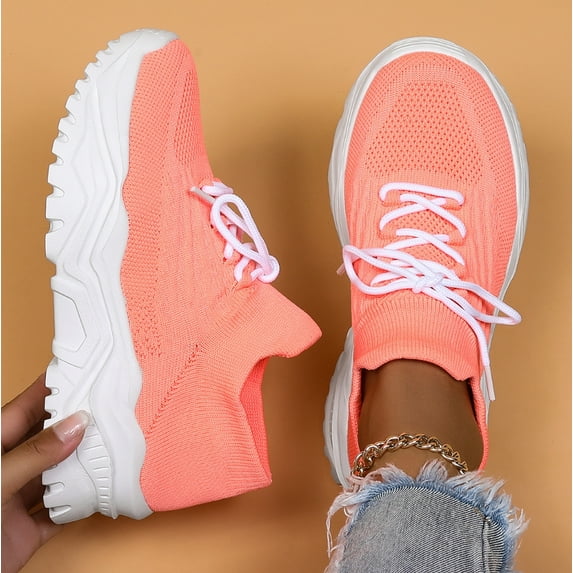 KAQ Sneakers for Women Work Tennis Shoes Fashion Soft Lightweight Mesh Breathable Non Slip Lace-UP Walking Shopping Shoes