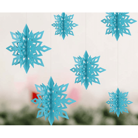 KAQ Winter Christmas Hanging Snowflake Decorations, 12PCS 3D Glittery Large White Snowflake for Christmas Winter Wonderland Holiday New Year Party Home Decorations