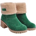 thumbnail image 1 of KAQ Women Cute Warm Short Boots Women's Winter Snow Fleece Suede Chunky Mid Heel Round Toe Ankle Booties Chunky Boots, 1 of 16