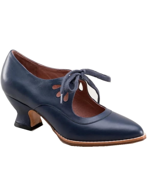 Women's Adorable Vintage Shoes Victorian Mary Jane Pumps Retro Point Toe Lace Up Shoes