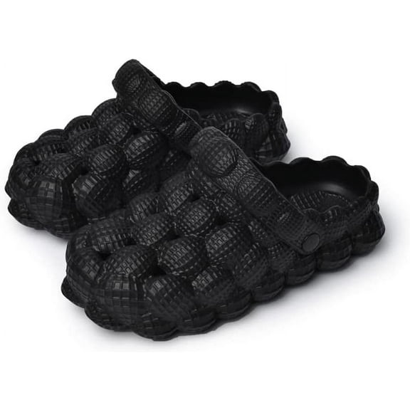 KAQ Women's Breathable Non-Slip Clogs, Flat Black, 9