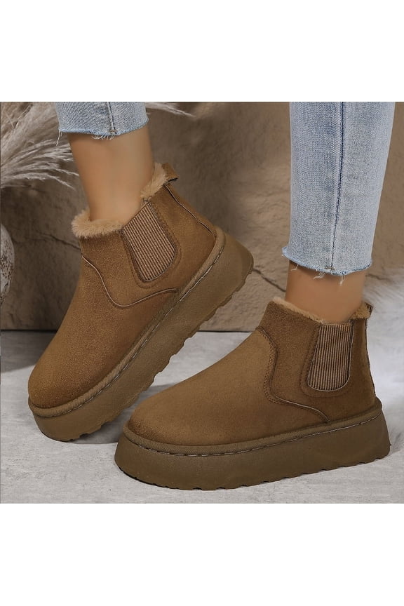 Women's Classic Seude Chelsea Snow Boots - Lightweight, Anti - Slip & Platform Design for Winter