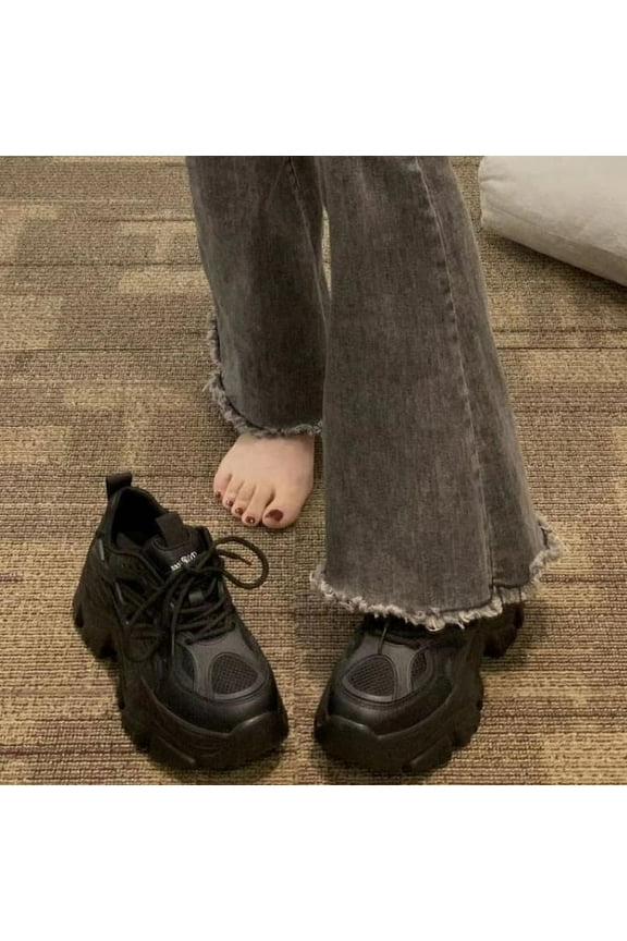 Women's Fashion Chunky Sneakers - Lace-Up Air Mesh | Dad Sneaker Style for Walking & Tennis