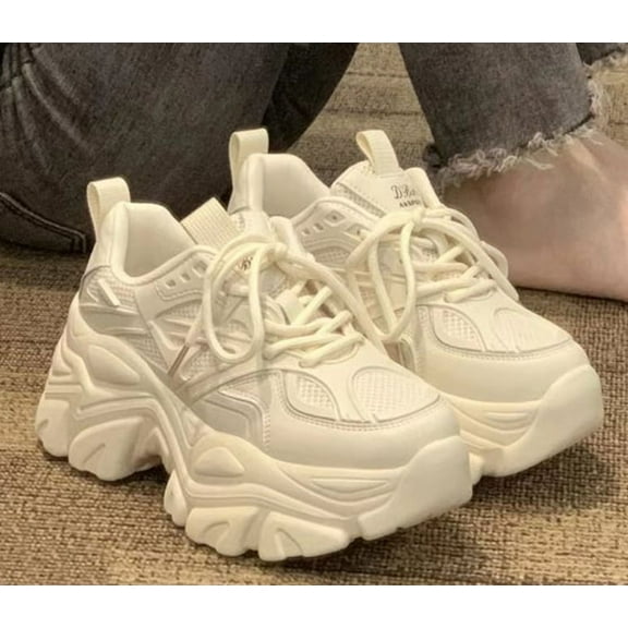 KAQ Women's Fashion Chunky Sneakers - Lace-Up Air Mesh | Dad Sneaker Style for Walking & Tennis