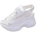 thumbnail image 1 of KAQ Women's Hollow Out Platform Wedge Sandals Non-Slip Breathable Lace-Up Fish Mouth Sneakers Casual Summer Hollow_Out Open Toe Sport Shoes, 1 of 8