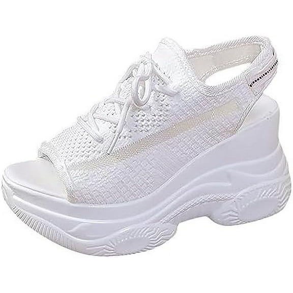 KAQ Women's Hollow Out Platform Wedge Sandals Non-Slip Breathable Lace-Up Fish Mouth Sneakers Casual Summer Hollow_Out Open Toe Sport Shoes