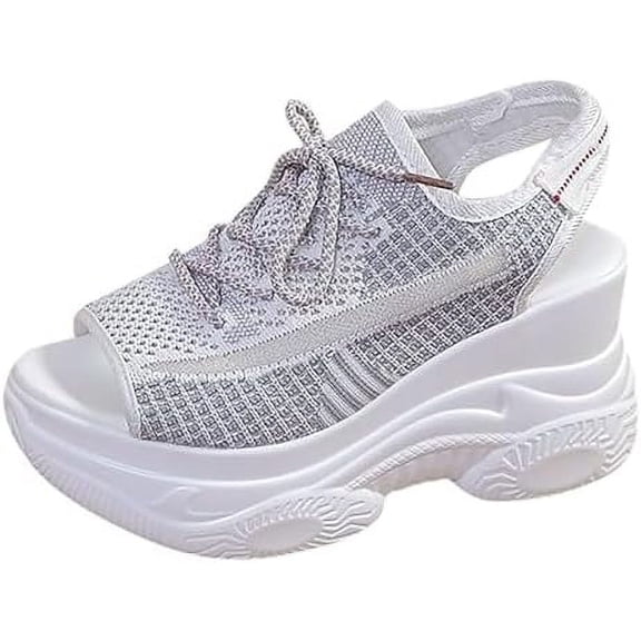 KAQ Women's Hollow Out Platform Wedge Sandals Non-Slip Breathable Lace-Up Fish Mouth Sneakers Casual Summer Hollow_Out Open Toe Sport Shoes