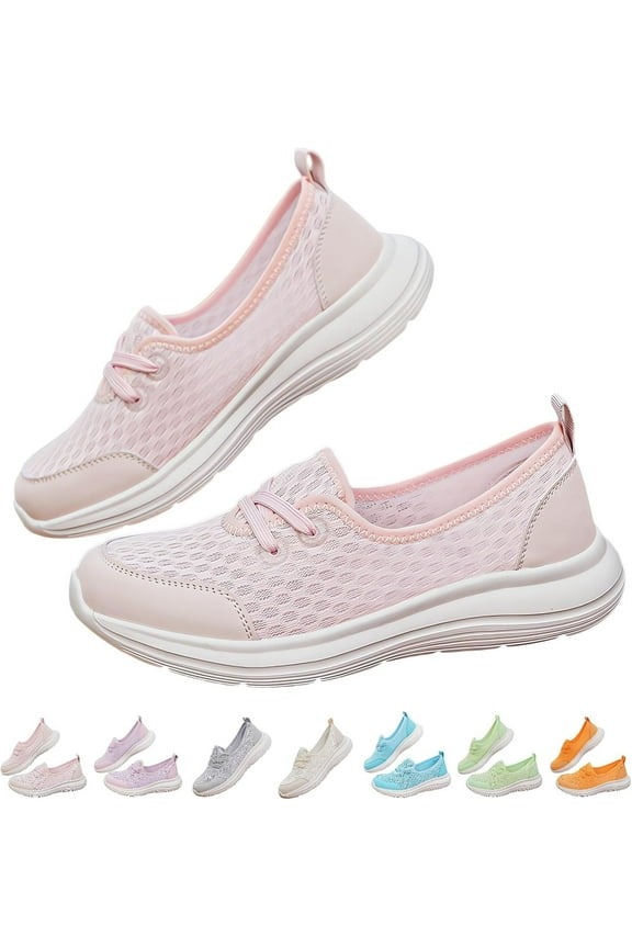 Women's Soft Sole Mesh Comfort Orthopedic Shoes with Arch Support Fit Hands Free Slip on Go Walking Slip Ins Sneakers Ladies Work Standing Tennis Loafers Summer Memory Foam Soft Wide Comfy Shoes