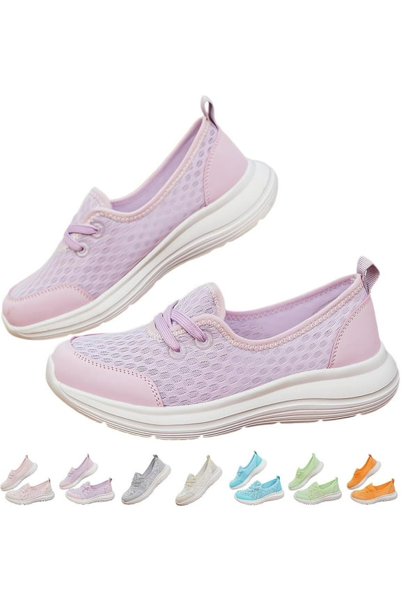 Women's Soft Sole Mesh Comfort Orthopedic Shoes with Arch Support Fit Hands Free Slip on Go Walking Slip Ins Sneakers Ladies Work Standing Tennis Loafers Summer Memory Foam Soft Wide Comfy Shoes