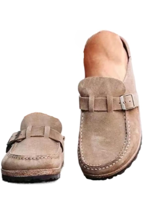 Women's s Cute Fashion Buckle Decorated Low Top Round Toe Shoes Orthopedic Sandals, Comfortable Cute Casual Lightweight Slip on Shoes, Female Solid All-Match Loafers for Beach Travel