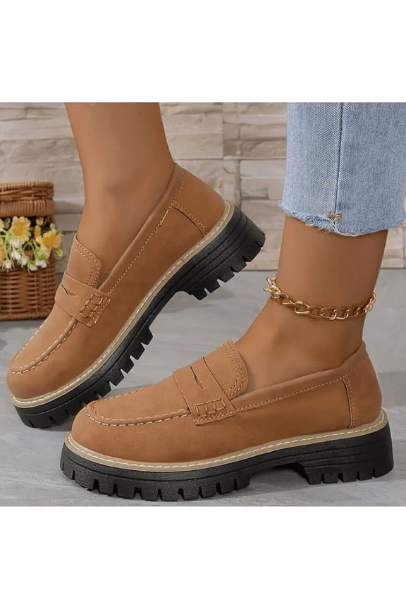 Womens Loafers Shoes Platform Chunky Penny Loafer Lug Sole Comfortable Slip On Work Business Casual Dress Shoes
