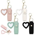 thumbnail image 1 of KAQISIMILA  4 PACK PU Leather Potable Chapstick Holder Key Chain Bulk with Mirror, Lipstick Keychain, Lip Balm Organizer Holder Lipstick Travel Makeup Storage Case for Women Girls (Style 1), 1 of 7