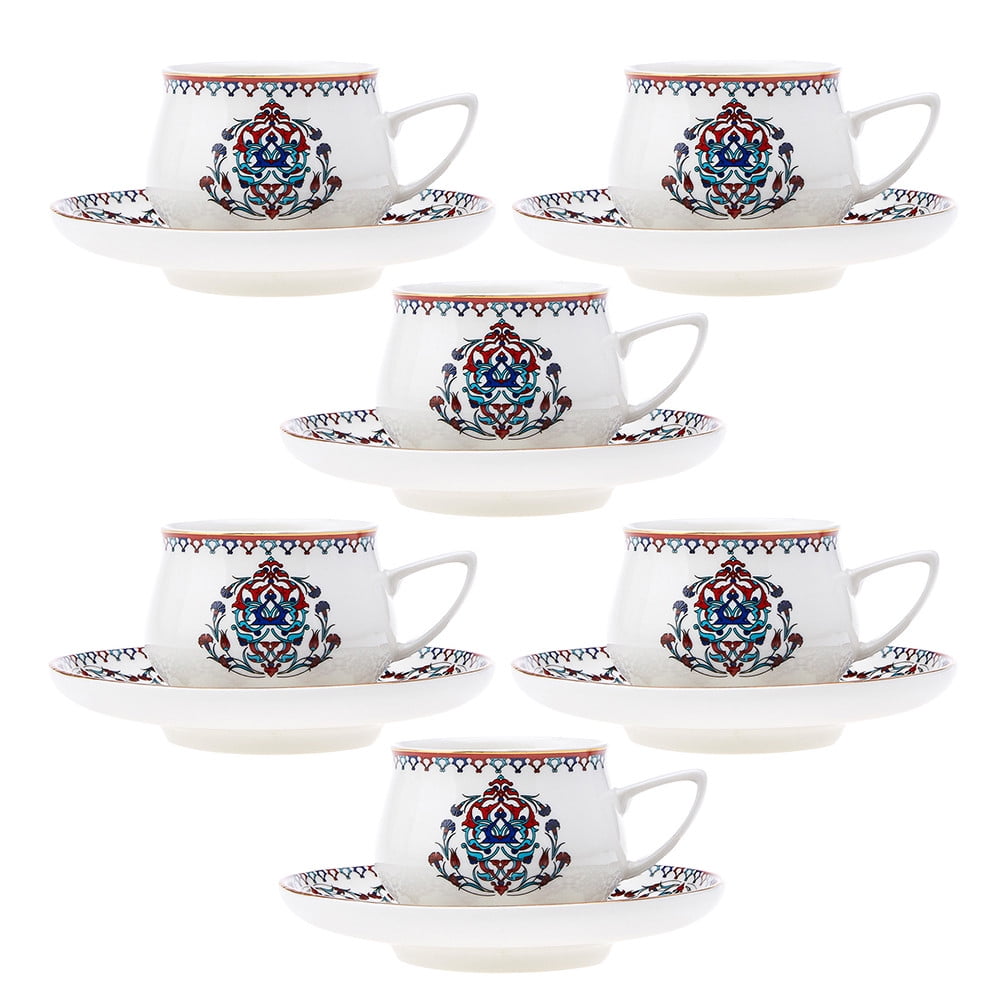 KARACA Brand Espresso Cup and Saucer Set for 6 People, 90 ml 3 oz