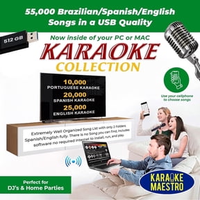 KARAOKE PORTUGUESE, SPANISH AND ENGLISH PC 55,000 SONGS PROFESSIONAL SYSTEM BEST SOFTWARE