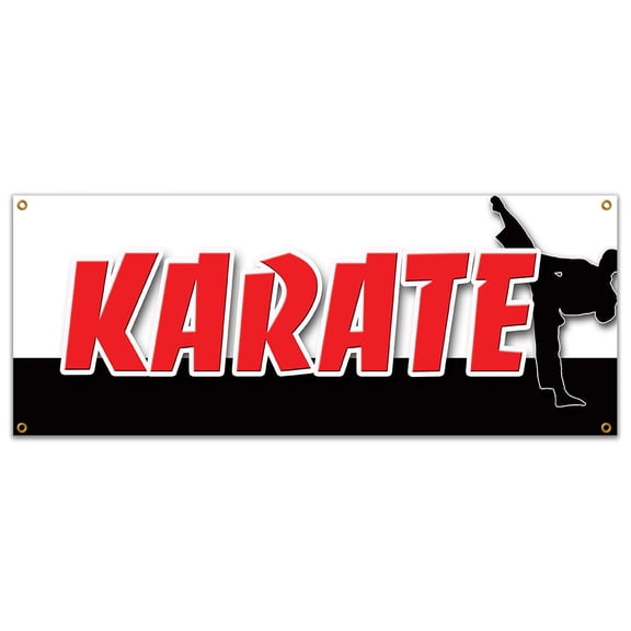 KARATE BANNER SIGN martial art self defense school lessons JIU-JITSU
