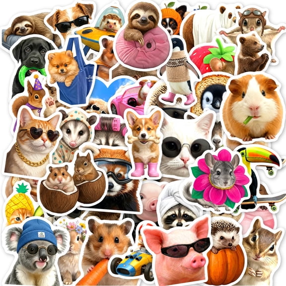 KARDLURY 100PCS Cute Stickers, Funny Animal Waterproof Stickers for Scrapbooking Journaling Water Bottle Laptop Craft Supplies