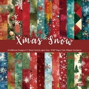 KARDLURY 24 Sheets 6 X 6 Christmas Scrapbook Cardstock Paper for Photo Album Junk Journal Craft Card Making Supplies