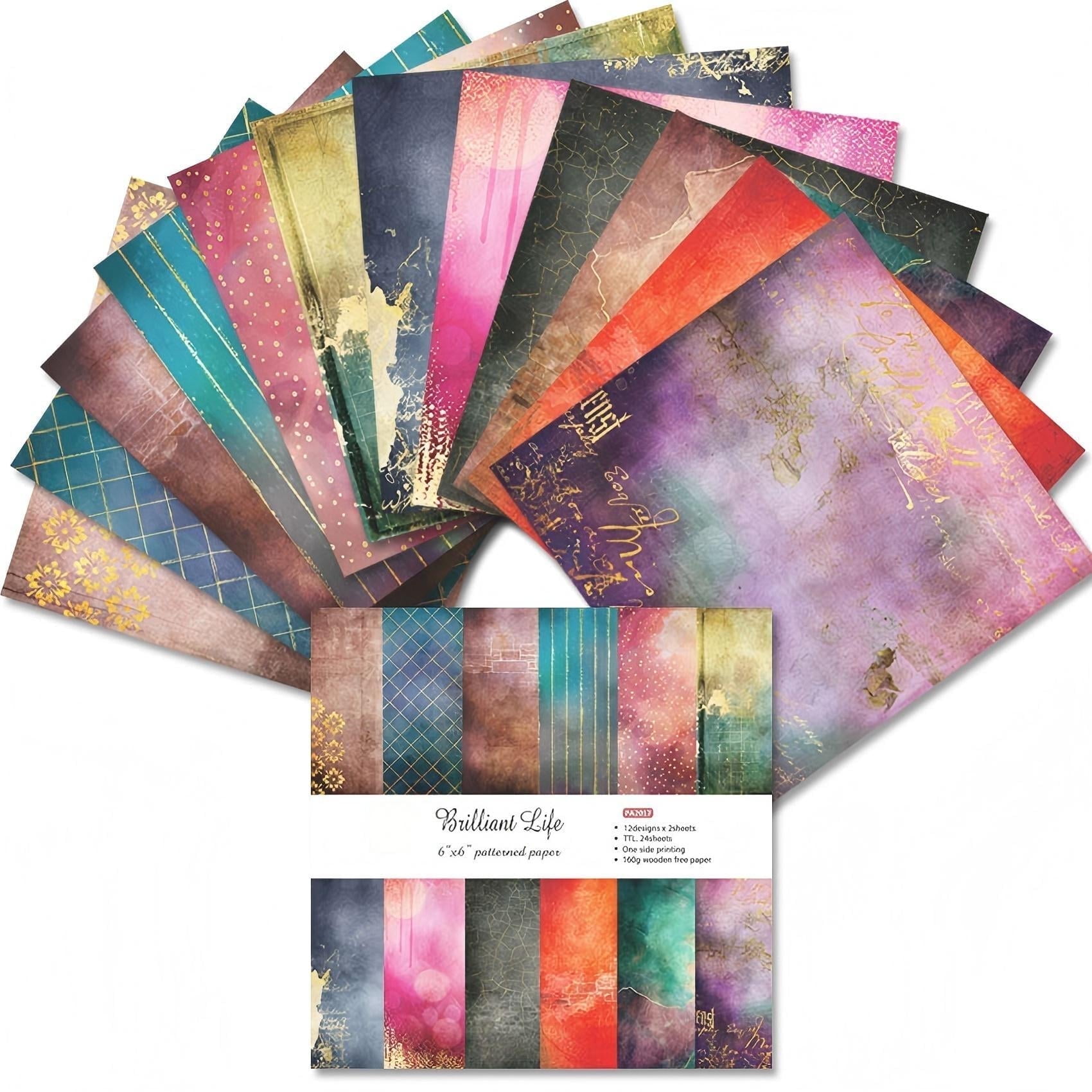 KARDLURY Scrapbook Paper, 24 Sheets Vintage Craft Paper Pad, 6'' x 6 ...