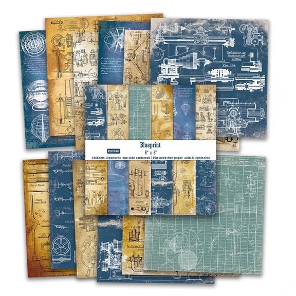 KARDLURY Scrapbook Paper, 48 Sheets Vintage Craft Paper Pad, 6'' x 6'' Single Side Printing Junk Journal Background Paper for Card Making Art Album Decoupage Collage Supplies