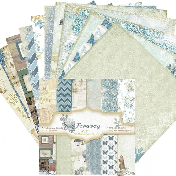 KARDLURY Scrapbook Paper Pack, 48 Sheets 6'' x 6'' Single Sided Vintage Decorative Craft Paper Scrapbooking, Patterned Cardstock Decoupage Card Making Journaling Supplies