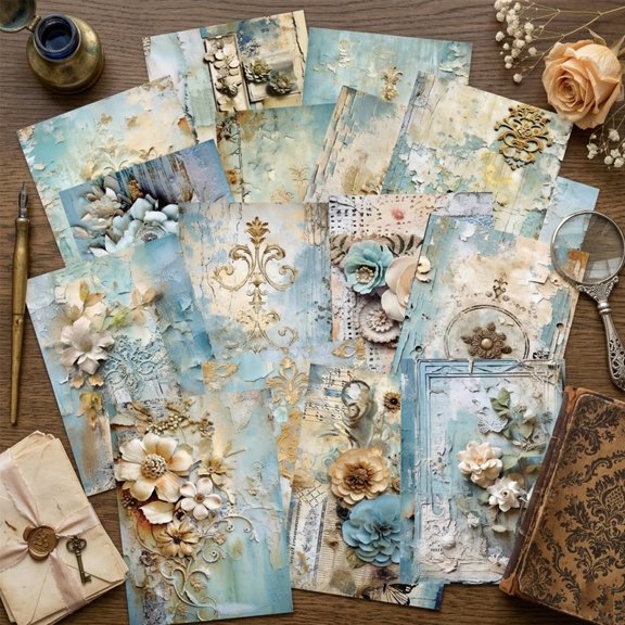 KARDLURY Scrapbook Supplies for Junk Journal Photo Album, 32 Sheets Small Scrapbook Decoupage Craft Paper