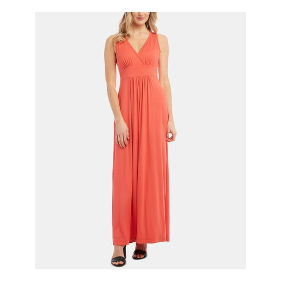 KAREN KANE Womens Coral Sleeveless Maxi Empire Waist Dress Size: XL