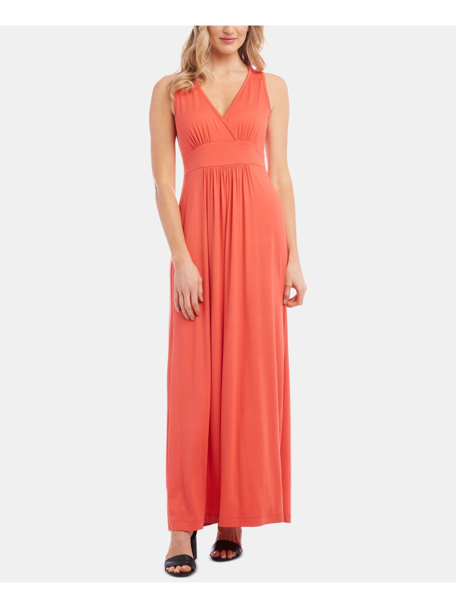 coral empire waist dress Coral & Floral Print Empire Waist Plus Size Dress 2XL main image 0