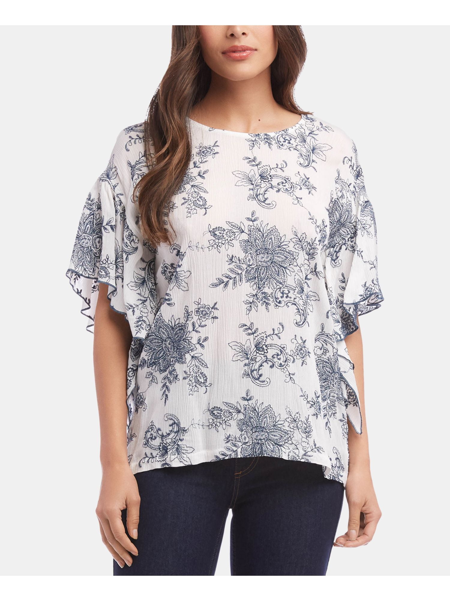 PKO-105620 CAFFELATTE WHITE EMBELLISHED BLOUSE main image 0