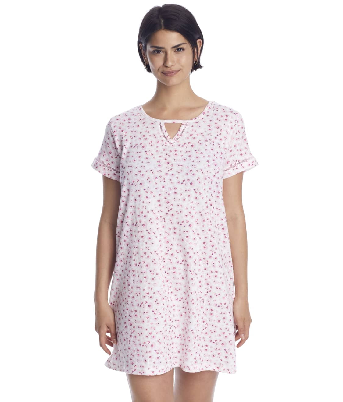 KAREN NEUBURGER PINKY PROMISE DITSY FLORAL KNIT SLEEP SHIRT SIZE
