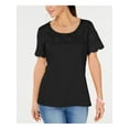 thumbnail image 1 of KAREN SCOTT $19 Womens New Black Jewel Neck Short Sleeve Casual Top L B+B, 1 of 1