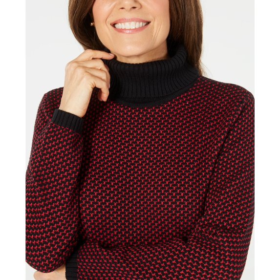 Karen Scott Women's Cotton Turtleneck Sweater (XXL, New Red Amore)